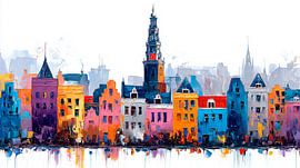 Abstrakte Stadtansicht von Leiden in Farbe von MArt