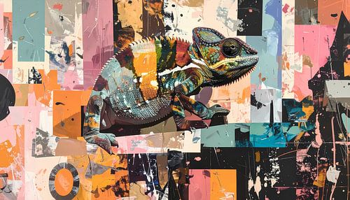 Kleurig figuratief kunstwerk kameleon
