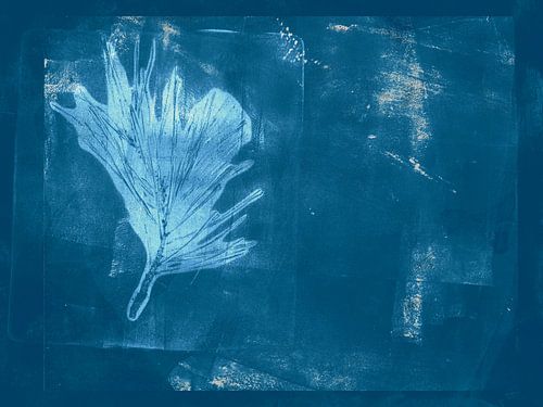 Minimalist abstract botanical art in blue. Pine tree. by Dina Dankers