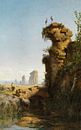 Carlos de Haes-Landschaft mit Ruinen, Altstadt-Ruinenlandschaft, Antike Landschaft von finemasterpiece Miniaturansicht