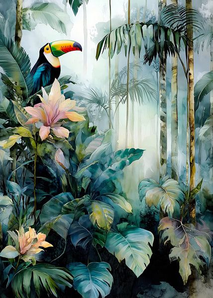 Forêt tropicale et toucan par JBJart Justyna Jaszke