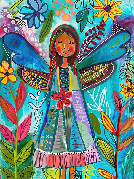 Malerei Fairy Portrait | Tanzen allein in das Meer von Blumen von ARTEO Gemälde