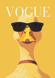 duck stylish wearing sunglasses blowing pink bubble gum vogue poster by Cross