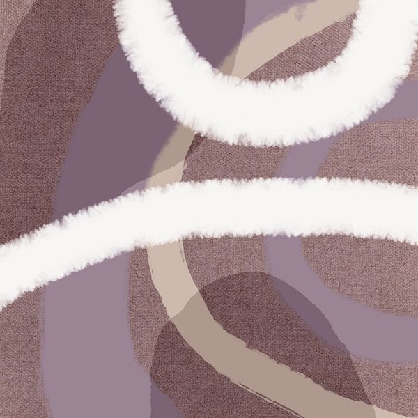 Abstract pastel shapes in purple, brown and white by Dina Dankers
