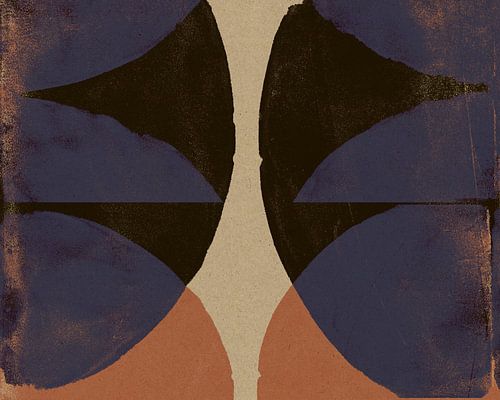 Abstracte vormen in retro kleuren. Terra, blauw, zwart nr. 7
