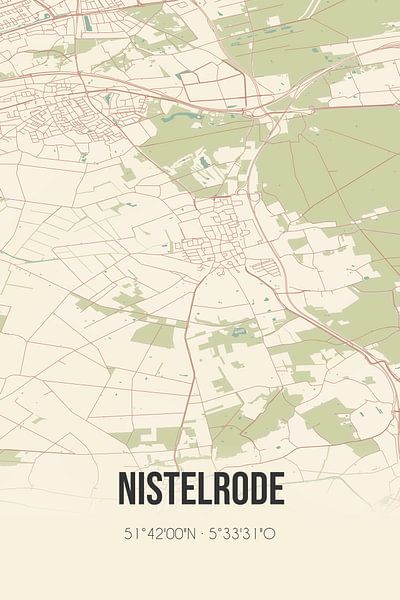 Vieille carte de Nistelrode (Brabant du Nord) par Affiches de lieux