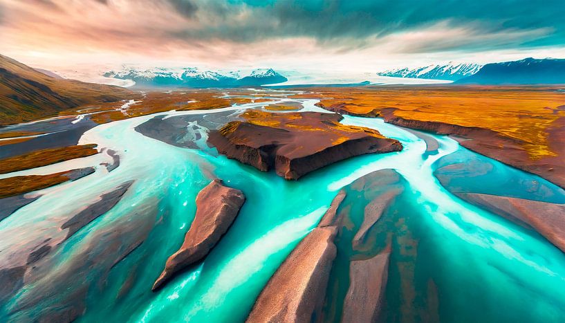 Droomlandschap met rivier van Mustafa Kurnaz