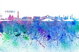 Venice Italy Skyline Silhouette Impressionistic Splash by Markus Bleichner