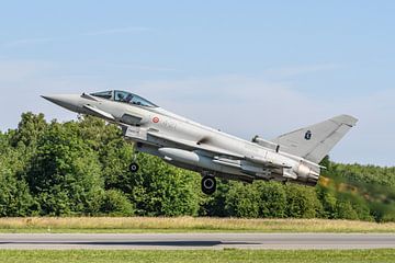 Take-off Italian Eurofighter Typhoon with afterburner. by Jaap van den Berg