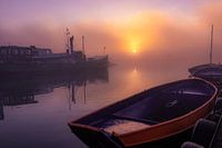 Zonsopkomst aan een klein haven in Wageningen