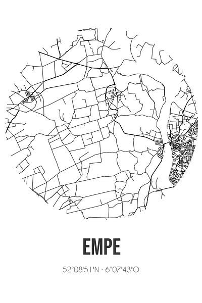 Empe (Gelderland) | Map | Black and white by Prints of Place
