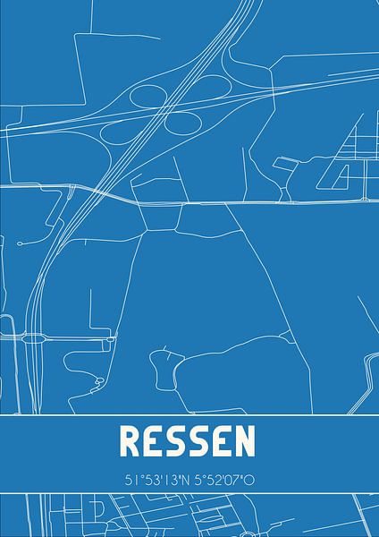 Blueprint | Map | Ressen (Gelderland) by Prints of Place