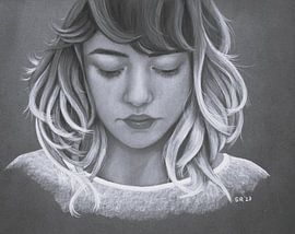 Portrait pastel in shades of grey by Sissi Waasdorp