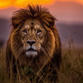 Lion dans la savane sur Matthias Spartz