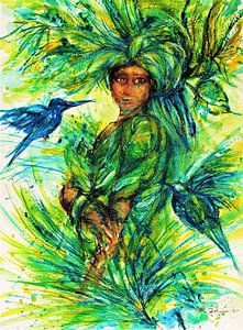 Tasseur dans le vert. Oiseau ( 13 )