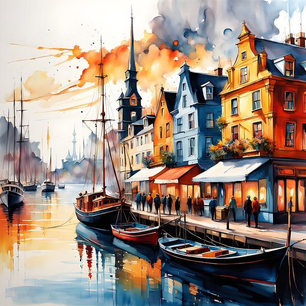 Eine lebendige Hafenszene von Ljupka Kareska