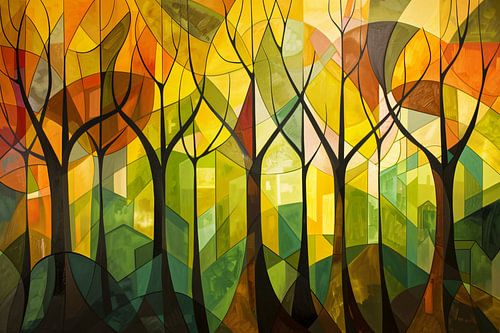 Abstracte Bomen en Stedelijk Landschap