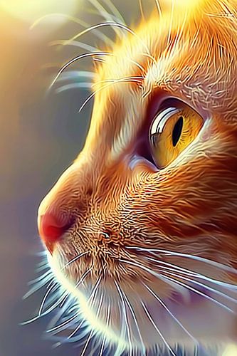 Prachtige hyperrealistische schildering van een kat