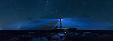 Lighthouse on German Wadden Island Westerhever at night by AGAMI Photo Agency