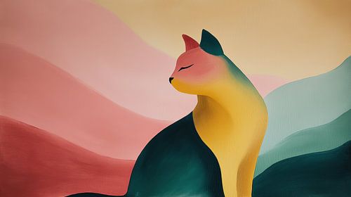 Kat in zachte kleuren abstract panorama
