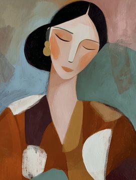 Portrait abstrait moderne dans les tons de terre sur Studio Allee