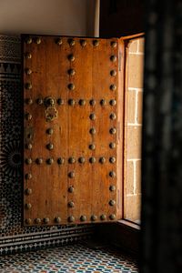 Old wooden Moroccan door, beautifully detailed