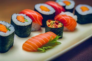 verse sushi met zalm illustratie van Animaflora PicsStock