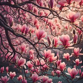 Die rosa Blüten der Magnolie blühen im Frühling von Jessica Berendsen