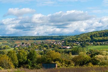 Zicht op dorp in de Champagne streek in Frankrijk van Ivo de Rooij