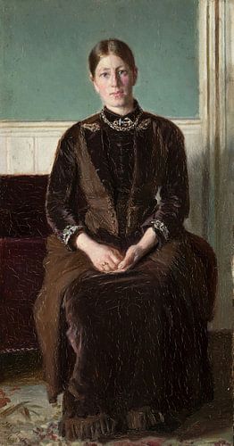 Michael Ancher - Anna Ancher zittend op de divan in de noordkamer, 1891
