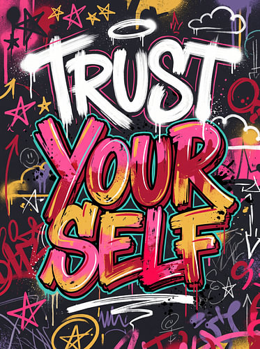 Vertraue dir selbst – Lebendige urbane Graffiti-Typografie, motivierendes Street-Art-Design
