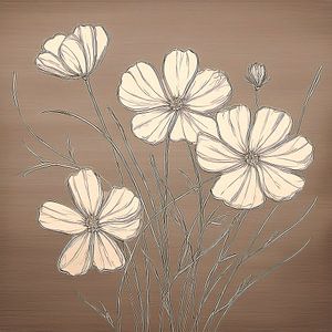 Botanische Illustration: Blumen auf Leinen Textur