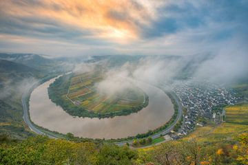Mosel loop at Bremm in autumn by Michael Valjak