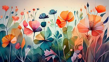 Colourful abstract botanical garden with modern flowers (9) by STUDIO ARTSY