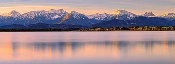 Panoramic sunrise over Hopfensee, Bavaria, Germany by Henk Meijer Photography