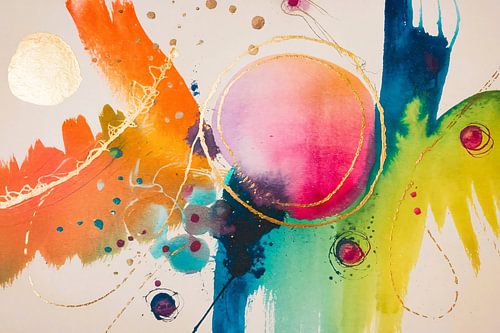 Kleurrijke abstracte kunst met goud