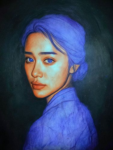 Portret met helderblauwe ogen