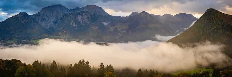 Panorama met Hoher Göll in Berchtesgaden van Martin Wasilewski
