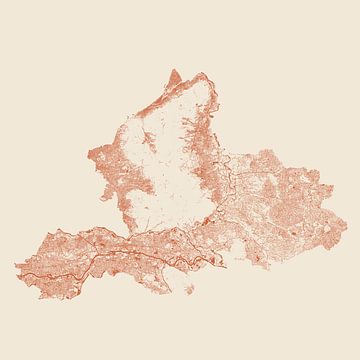 Waters of Gelderland in terracotta style by Maps Are Art