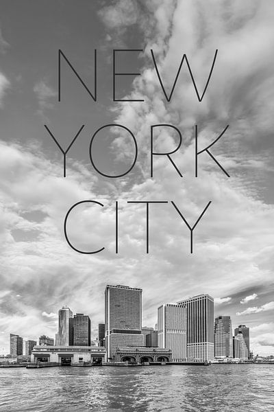 MANHATTAN Pointe sud et Whitehall Terminal | Texte &amp; Skyline par Melanie Viola