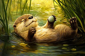 Otter geniet in de rivier van Imperial Art House