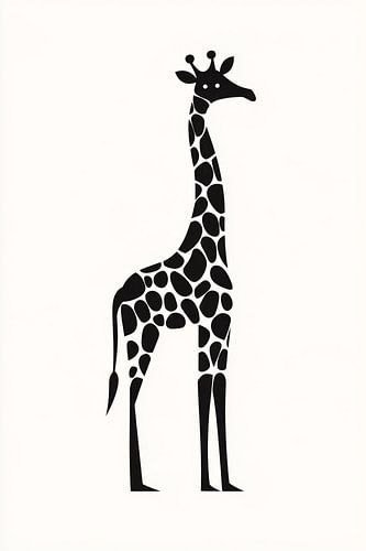 Zwart-witte giraffe in minimalistische stijl