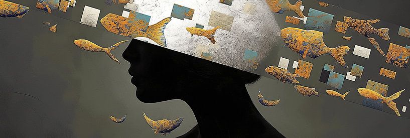 Fischprofil | Silhouette der Träume Collage von Wunderbare Kunst