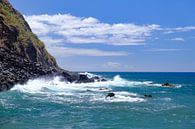 Wellen, die die Küste der Insel Madeira in Portugal in Jardim do Mar erreichen. von Sjoerd van der Wal Fotografie Miniaturansicht