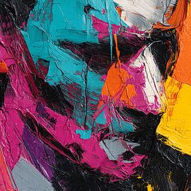 Verzerrte Figurenmalerei mit selbsttropfender Farbe und surrealem emotionalen Zusammenbruch von Aden Pink Studio
