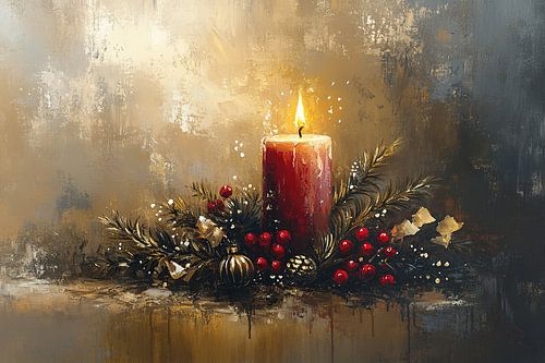 Festliche rote Weihnachtskerze