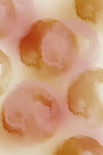 Abstract aquarel in oker en roze