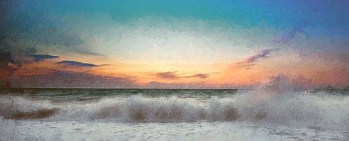 Zee aanzicht Kleurig en onstuimig