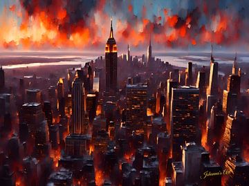 Empire State Building, VS bij zonsondergang van Johannas Art Creations