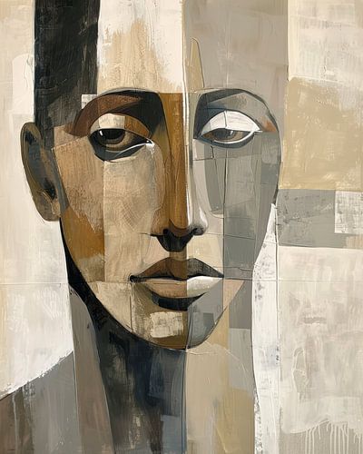 Abstract Portrait in Earthy Neutral Tones